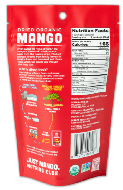 Mavuno Harvest - Organic Dried Mango - 2 oz